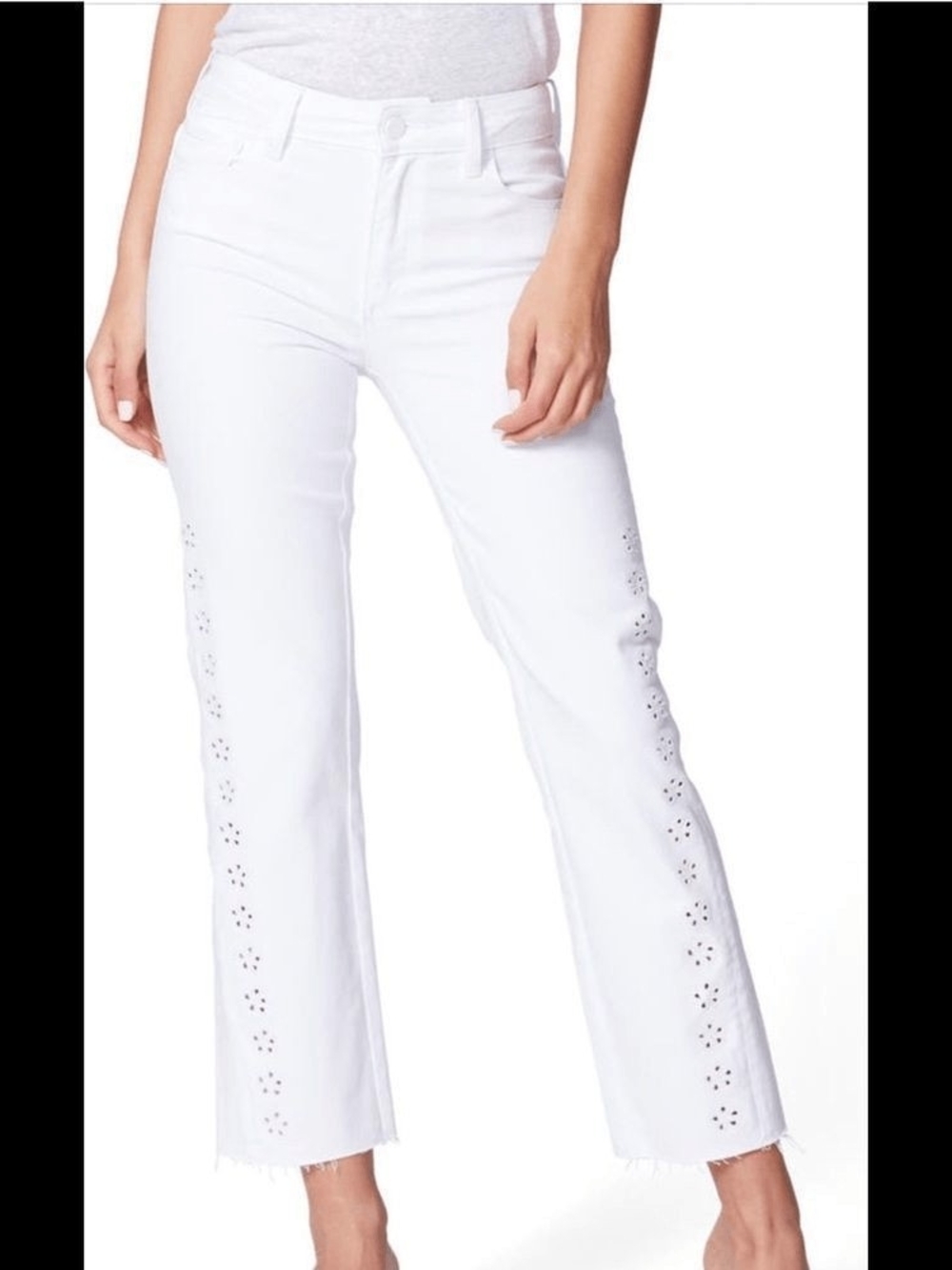Paige Cindy Laser Daisy Raw Hem Jeans